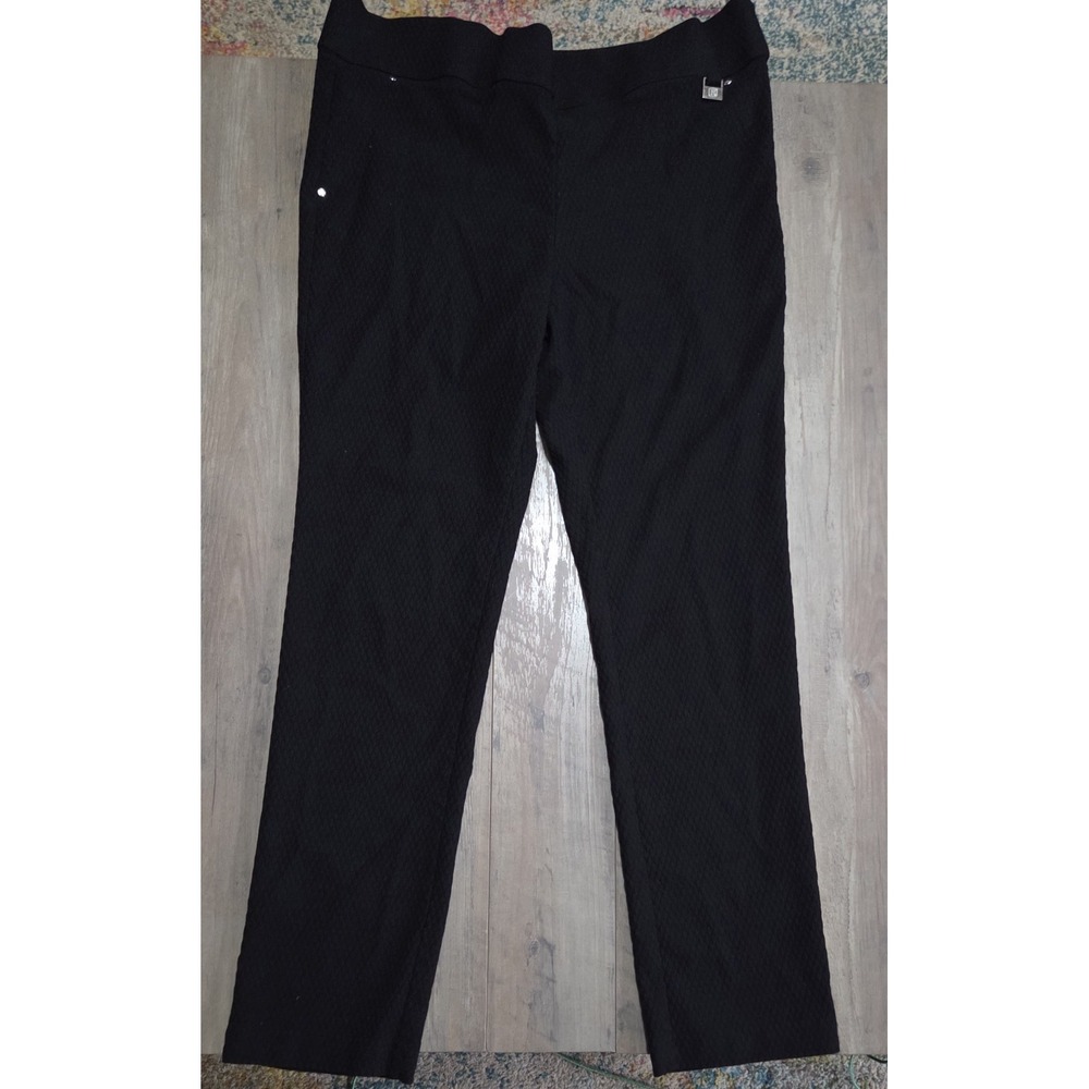 Rafella Comfort Black Diamond Design Women Size 16 Comfy Dress Pants